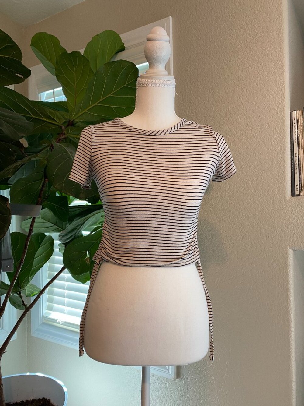 🖤 Vintage Beige Black Stripes Crop Top Size XS | Going out Y2K 90s